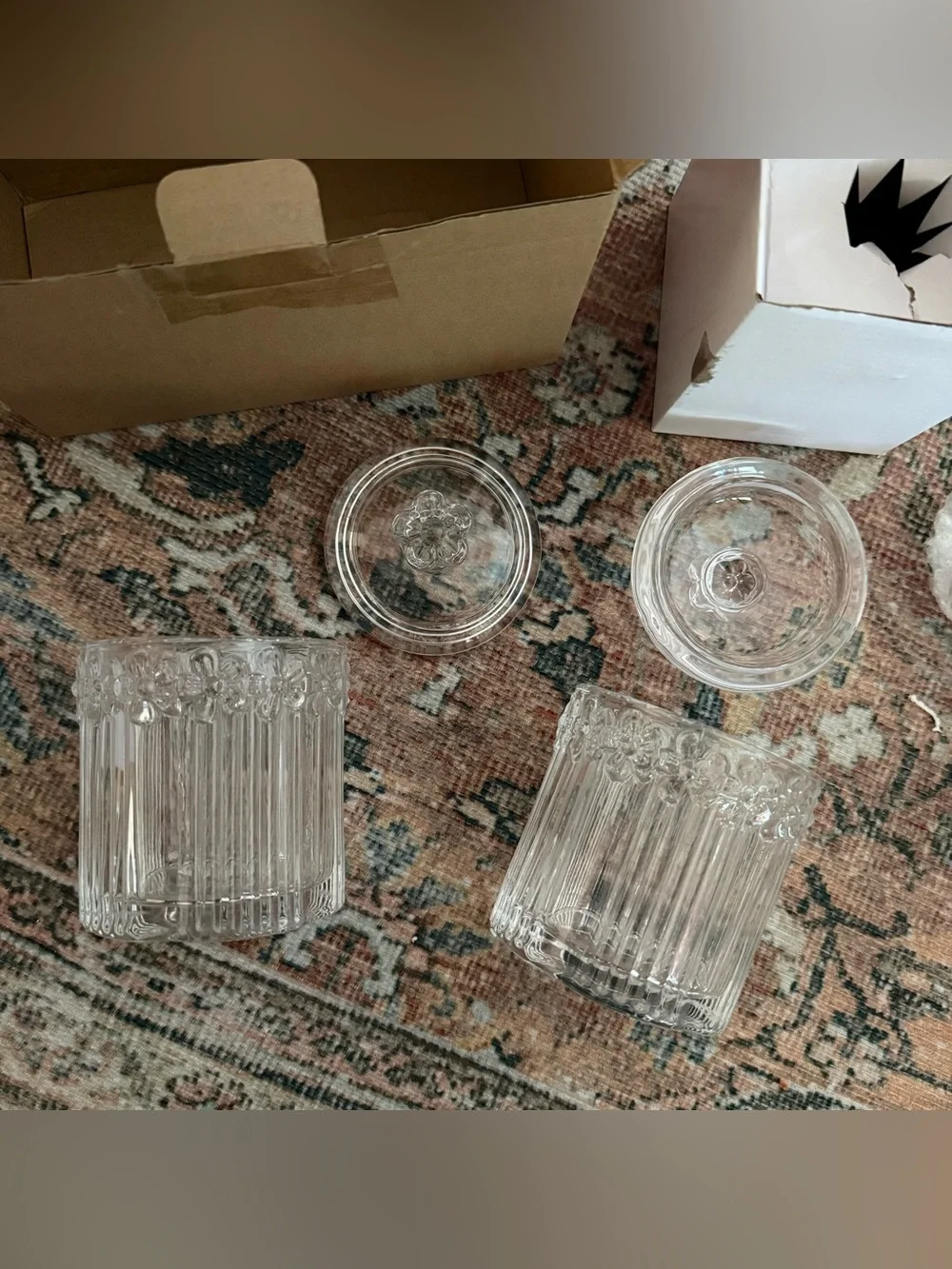 2 Pack Qtip Holder Glass Apothecary Jars with Lids